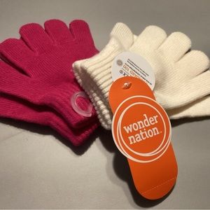 New wonder nation set of 2 pair one size children’s gloves beige & pink
